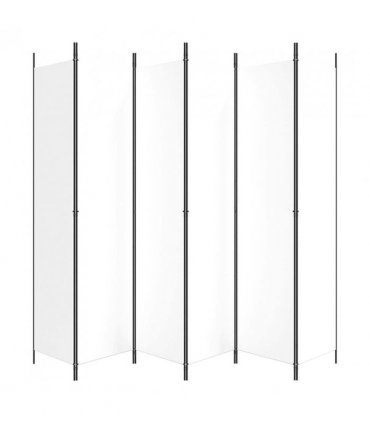 vidaXL 6-Panel Room Divider White 300x220 cm Fabric — Size: 300 x 220 cm