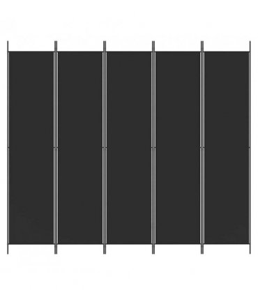 vidaXL 5-Panel Room Divider Black 250x220 cm Fabric — Size: 250 x 220 cm