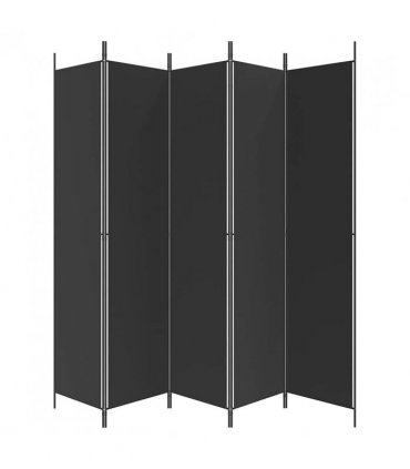 vidaXL 5-Panel Room Divider Black 250x220 cm Fabric — Size: 250 x 220 cm