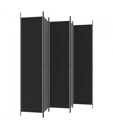vidaXL 5-Panel Room Divider Black 250x220 cm Fabric — Size: 250 x 220 cm