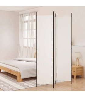 vidaXL 3-Panel Room Divider White 150x220 cm Fabric — Size: 150 x 220 cm