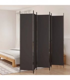 vidaXL 5-Panel Room Divider Brown 250x220 cm Fabric — Size: 250 x 220 cm