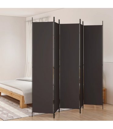 vidaXL 5-Panel Room Divider Brown 250x220 cm Fabric — Size: 250 x 220 cm