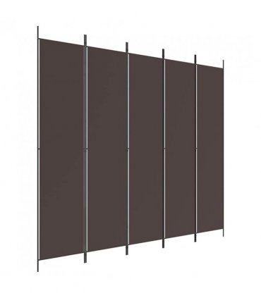vidaXL 5-Panel Room Divider Brown 250x220 cm Fabric — Size: 250 x 220 cm