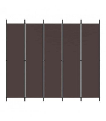 vidaXL 5-Panel Room Divider Brown 250x220 cm Fabric — Size: 250 x 220 cm