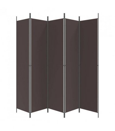 vidaXL 5-Panel Room Divider Brown 250x220 cm Fabric — Size: 250 x 220 cm
