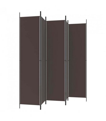 vidaXL 5-Panel Room Divider Brown 250x220 cm Fabric — Size: 250 x 220 cm