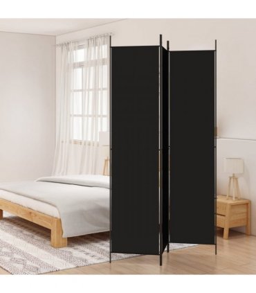 vidaXL 3-Panel Room Divider Black 150x220 cm Fabric — Size: 150 x 220 cm