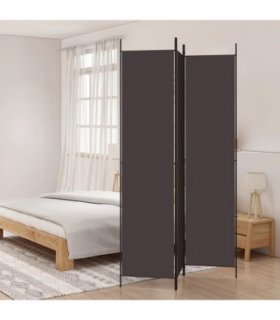 vidaXL 3-Panel Room Divider Brown 150x220 cm Fabric — Size: 150 x 220 cm