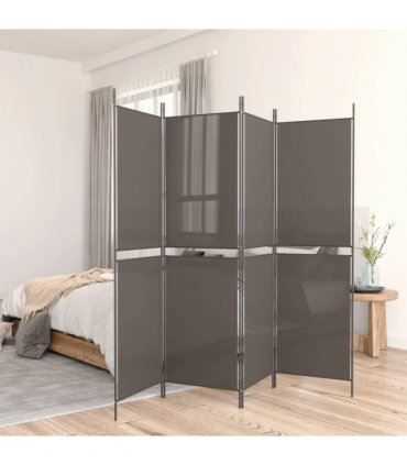 vidaXL 4-Panel Room Divider Anthracite 200x200 cm Fabric — Size: 200 x 200 cm — V0671954914