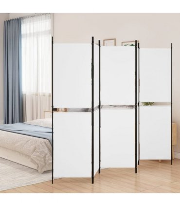 vidaXL 5-Panel Room Divider White 250x180 cm Fabric — Size: 250 x 180 cm