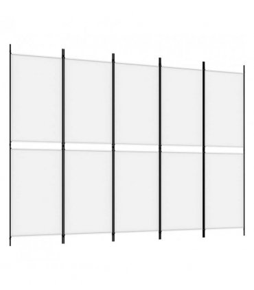 vidaXL 5-Panel Room Divider White 250x180 cm Fabric — Size: 250 x 180 cm