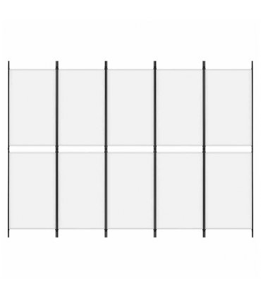 vidaXL 5-Panel Room Divider White 250x180 cm Fabric — Size: 250 x 180 cm
