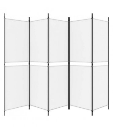 vidaXL 5-Panel Room Divider White 250x180 cm Fabric — Size: 250 x 180 cm