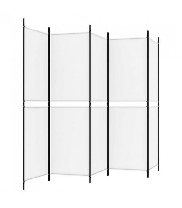 vidaXL 5-Panel Room Divider White 250x180 cm Fabric — Size: 250 x 180 cm