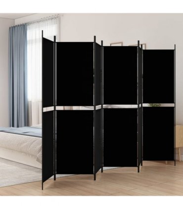 vidaXL 6-Panel Room Divider Black 300x200 cm Fabric — Size: 300 x 200 cm — V0671954916