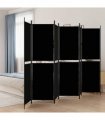 vidaXL 6-Panel Room Divider Black 300x200 cm Fabric — Size: 300 x 200 cm — V0671954916