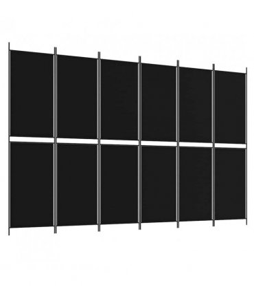 vidaXL 6-Panel Room Divider Black 300x200 cm Fabric — Size: 300 x 200 cm — V0671954916