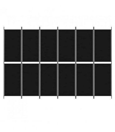 vidaXL 6-Panel Room Divider Black 300x200 cm Fabric — Size: 300 x 200 cm — V0671954916