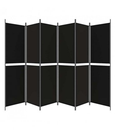 vidaXL 6-Panel Room Divider Black 300x200 cm Fabric — Size: 300 x 200 cm — V0671954916