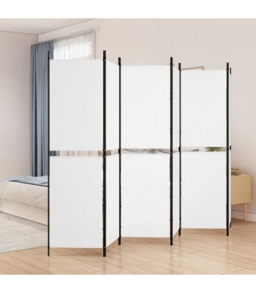 vidaXL 6-Panel Room Divider White 300x180 cm Fabric — Size: 300 x 180 cm