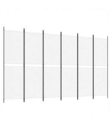 vidaXL 6-Panel Room Divider White 300x180 cm Fabric — Size: 300 x 180 cm