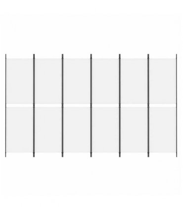 vidaXL 6-Panel Room Divider White 300x180 cm Fabric — Size: 300 x 180 cm
