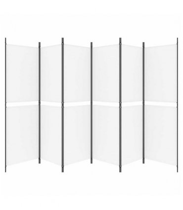 vidaXL 6-Panel Room Divider White 300x180 cm Fabric — Size: 300 x 180 cm