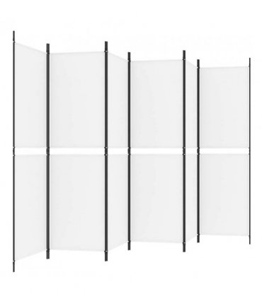 vidaXL 6-Panel Room Divider White 300x180 cm Fabric — Size: 300 x 180 cm