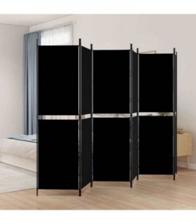 vidaXL 6-Panel Room Divider Black 300x180 cm Fabric — Size: 300 x 180 cm