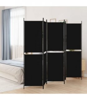vidaXL 5-Panel Room Divider Black 250x200 cm Fabric — Size: 250 x 200 cm — V0671954923