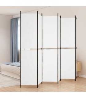 vidaXL 6-Panel Room Divider White 300x220 cm Fabric — Size: 300 x 220 cm — V0671954924