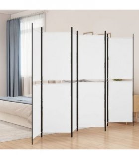 vidaXL 6-Panel Room Divider White 300x200 cm Fabric — Size: 300 x 200 cm — V0671954925