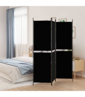 vidaXL 3-Panel Room Divider Black 150x180 cm Fabric — Size: 150 x 180 cm