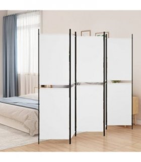 vidaXL 5-Panel Room Divider White 250x200 cm Fabric — Size: 250 x 200 cm — V0671954928
