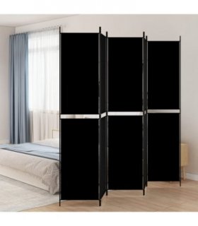 vidaXL 5-Panel Room Divider Black 250x220 cm Fabric — Size: 250 x 220 cm — V0671954936
