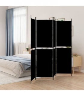 vidaXL 4-Panel Room Divider Black 200x200 cm Fabric — Size: 200 x 200 cm — V0671954940