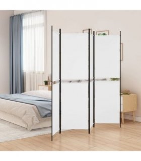 vidaXL 4-Panel Room Divider White 200x200 cm Fabric — Size: 200 x 200 cm — V0671954946