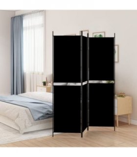 vidaXL 3-Panel Room Divider Black 150x200 cm Fabric — Size: 150 x 200 cm — V0671954948