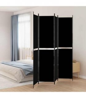 vidaXL 4-Panel Room Divider Black 200x220 cm Fabric — Size: 200 x 220 cm — V0671954952
