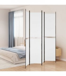 vidaXL 4-Panel Room Divider White 200x220 cm Fabric — Size: 200 x 220 cm