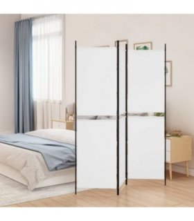 vidaXL 3-Panel Room Divider White 150x180 cm Fabric — Size: 150 x 180 cm