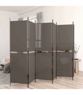 vidaXL 6-Panel Room Divider Anthracite 300x220 cm Fabric — Size: 300 x 220 cm — V0671954959