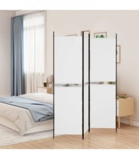 vidaXL 3-Panel Room Divider White 150x200 cm Fabric — Size: 150 x 200 cm — V0671954960