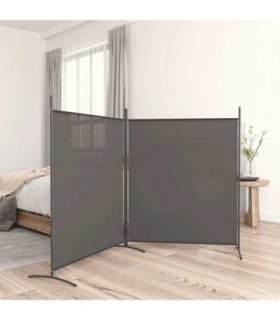 vidaXL 2-Panel Room Divider Anthracite 348x180 cm Fabric — Size: 348 x 180 cm