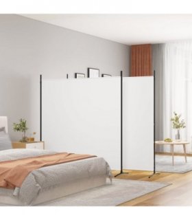 vidaXL 3-Panel Room Divider White 525x180 cm Fabric — Size: 525 x 180 cm