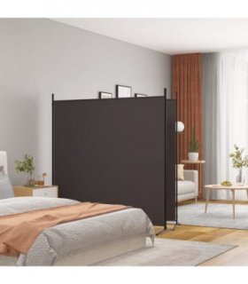 vidaXL 2-Panel Room Divider Brown 348x180 cm Fabric — Size: 348 x 180 cm