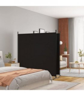 vidaXL 2-Panel Room Divider Black 348x180 cm Fabric — Size: 348 x 180 cm
