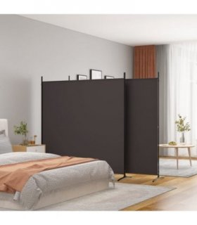 vidaXL 3-Panel Room Divider Brown 525x180 cm Fabric — Size: 525 x 180 cm