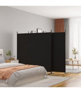 vidaXL 4-Panel Room Divider Black 698x180 cm Fabric — Size: 698 x 180 cm